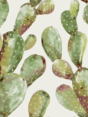 Prickly Pear Cactus Peel & Stick Wallpaper In Green By Roommates For York Wallcoverings