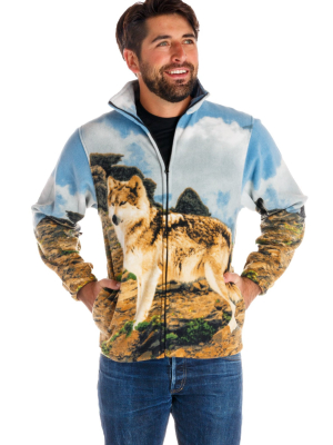 The One Man Wolf Pack | Wolf Print Fleece Jacket