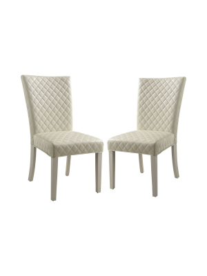 Set Of 2 Cerrone Contemporary Diamond Tufted Side Chair White - Iohomes