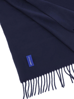 Comme Des Garçons Shirt Logo Print Fringed Scarf