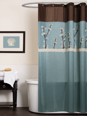 Cocoa Flower Shower Curtain Blue - Lush Décor