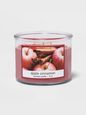 11oz Glass Jar 3-wick Apple Cinnamon Candle