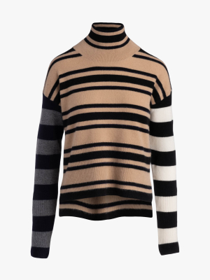 Hi-lo Striped Turtleneck