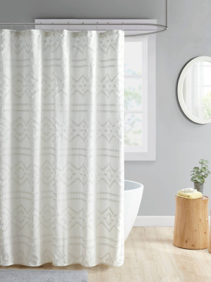 Jemma Clipped Jacquard Shower Curtain