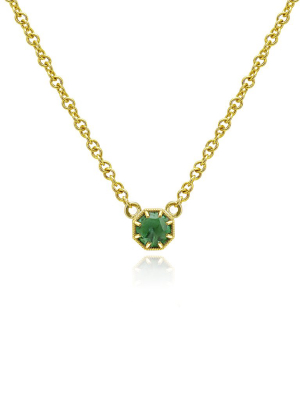 Petite Crown Bezel Emerald Necklace