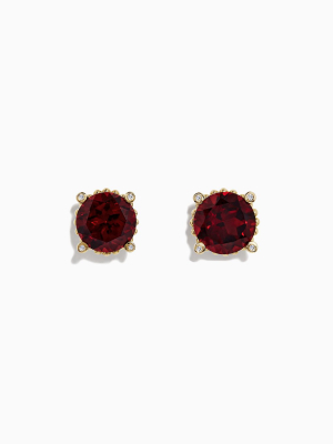 Effy Bordeaux 14k Yellow Gold Garnet And Diamond Earrings, 11.32 Tcw