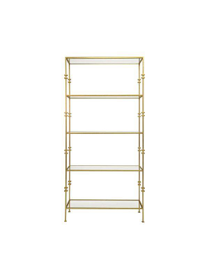 Stewart Tall Etagere W/ Square Iron Rings In Gold Leaf