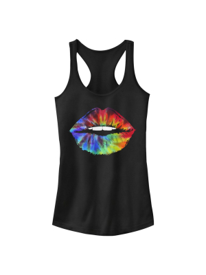 Junior's Lost Gods Tie-dye Kisses Racerback Tank Top