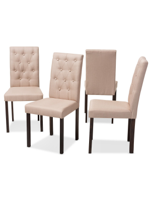 Set Of 4 Gardner Modern And Contemporary Finished Fabric Upholstered Dining Chair - Beige, Dark Brown - Baxton Studio