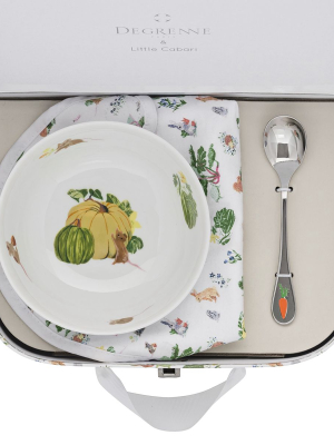 Friends Of The Vegetable Garden Suitcase & Fruit Bowl Set With Bib