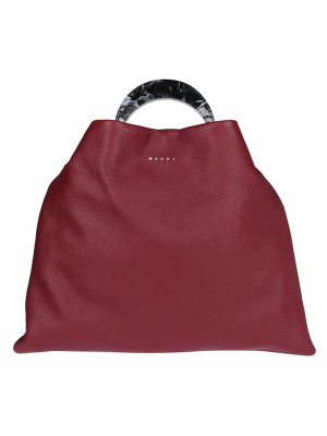 Marni Logo Debossed Top-handle Tote Bag