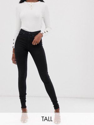 Vero Moda Tall Skinny High Rise Jeans In Black