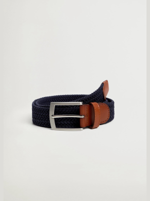 Leather-appliqué Braided Belt