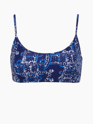 Cheryl Athletic Bikini Top - True Navy Blue Moroccan Tile Print