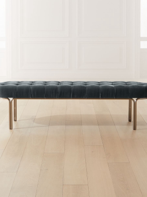 Luxey Tufted Faux Mohair Bench