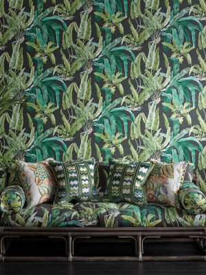 Benmore Wallpaper In Emerald And Ebony From The Ashdown Collection By Nina Campbell For Osborne & Little