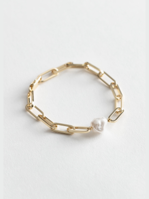 Pearl Pendant Chain Bracelet