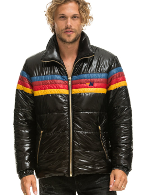 Men's 4 Stripe Luxe Traveler Jacket - Glossy Black