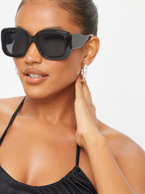 Black Oversized Chunky Squareframe Sunglasses