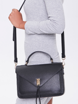 Faux Leather Flap-top Crossbody Bag