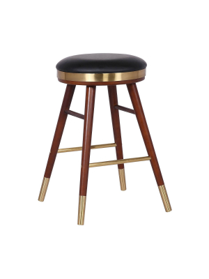 26" Clara Backless Modern Faux Leather Bar Counter Height Barstool Black - Armen Living