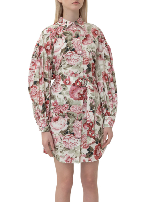 P.a.r.o.s.h. Corus Floral Printed Mini Shirt Dress