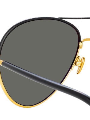 Diabolo Aviator Sunglasses In Yellow Gold