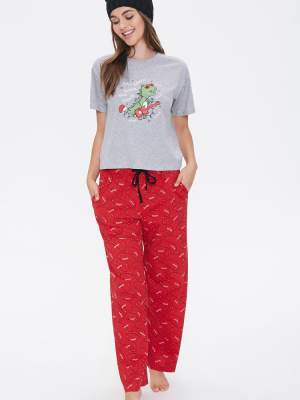 Christmas Dinosaur Graphic Pj Set