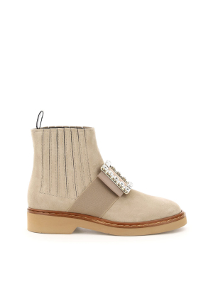 Roger Vivier Viv' Rangers Strass Buckle Chelsea Boots