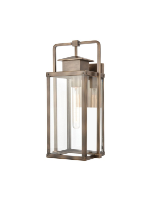 Crested Butte 1-light Outdoor Sconce In Vintage Brass With Clear Glass Enclosure