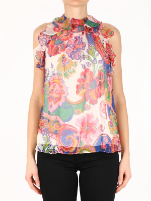 Zimmermann Lovestruck Floral Print Sleeveless Blouse