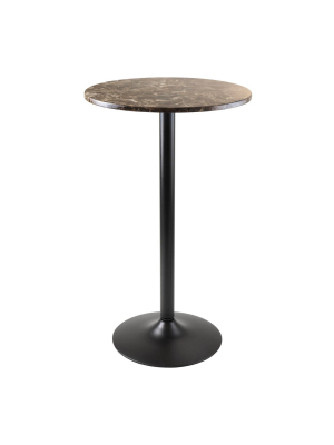 Cora Round Bar High Table Faux Marble Top Metal/black - Winsome