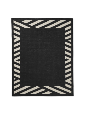 Striped Border Indoor/outdoor Rug, Black