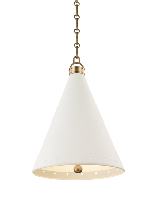 Hudson Valley Lighting Plaster No 1 Pendant - Aged Brass & White Plaster