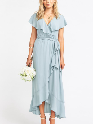 Jess Ruffle Midi Dress ~ Silver Sage Crisp