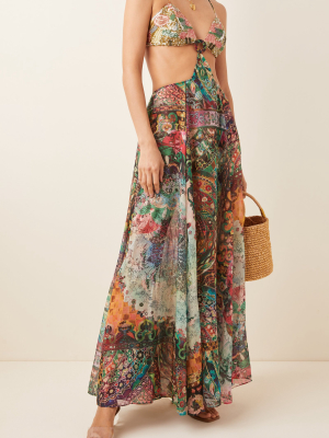 Marteena Cutout Printed Chiffon Maxi Dress