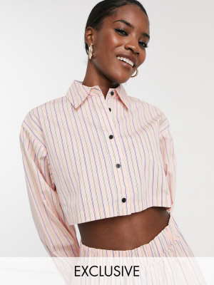 Collusion Cropped Stripe Shirt