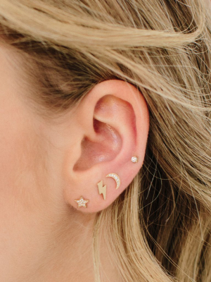 14k Midi Bitty Lightning Bolt Stud