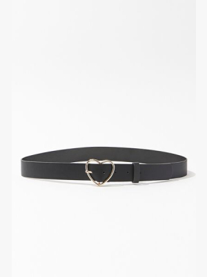 Faux Leather Heart-buckle Belt