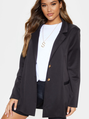 Black Oversized Longline Boyfriend Blazer