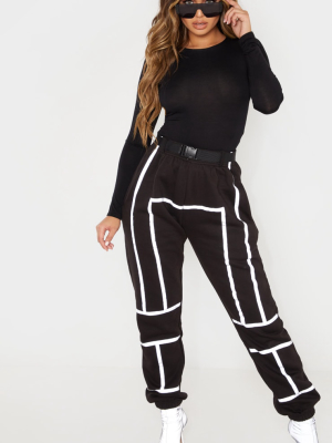 Black Belted Reflective Tape Cuffed Jogger