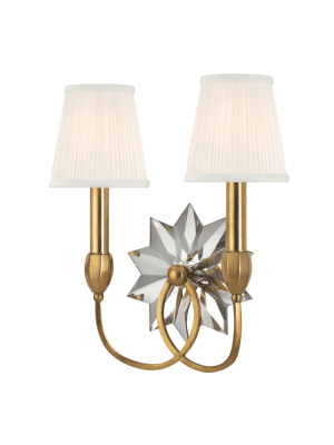 Barton 2 Light Wall Sconce Aged Brass