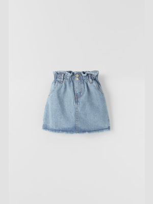 Paperbag Denim Skirt