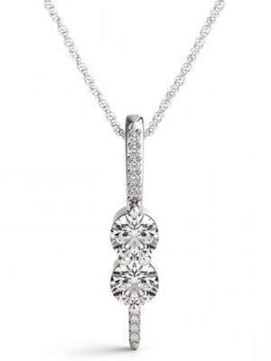 Pompeii3 Forever Us Two Stone Genuine Diamond Pendant 1/2 Carat 10k White Gold & 18" Chain