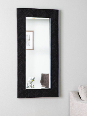 23.75" X 48" Wood Dogafte Reclaimed Decorative Wall Mirror Black - Southern Enterprises