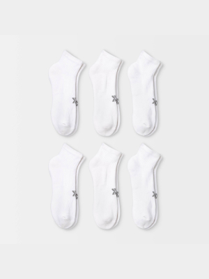 Women's Extended Size Cushioned 6pk Ankle Athletic Socks - All In Motion™ - White 8-12