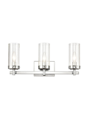 Melinda 3-light Vanity Light In Polished Chrome With Seedy Glass