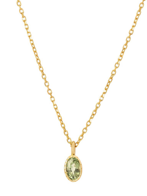 Oval Wisp Necklace - Green Sapphire