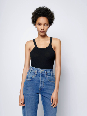 Re/done Ribbed Tank Bodysuit Black