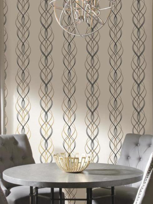 Aurora Wallpaper In Black, White, And Gold By Antonina Vella For York Wallcoverings